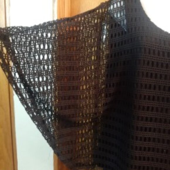 Women's Black Tank Top with attached Crocheted Poncho overlay - Picture 5 of 8